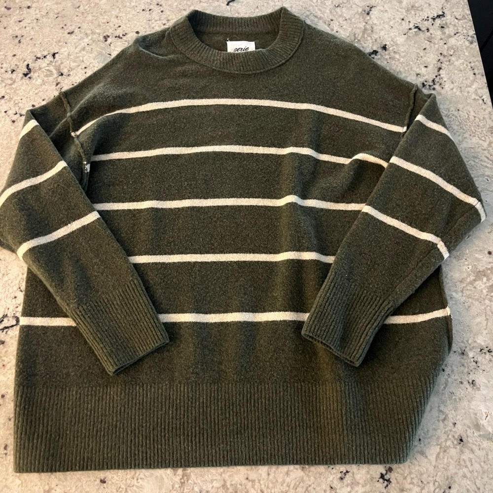 Aerie Green and Cream Crewneck Top